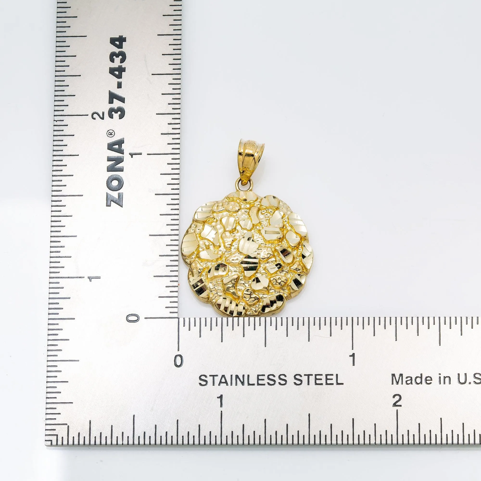 10K GOLD NUGGET PENDANT 1.09"