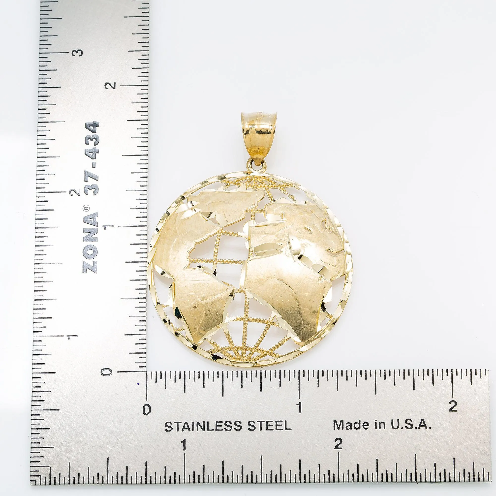 10K GOLD OPEN WORLD PENDANT 1.6"