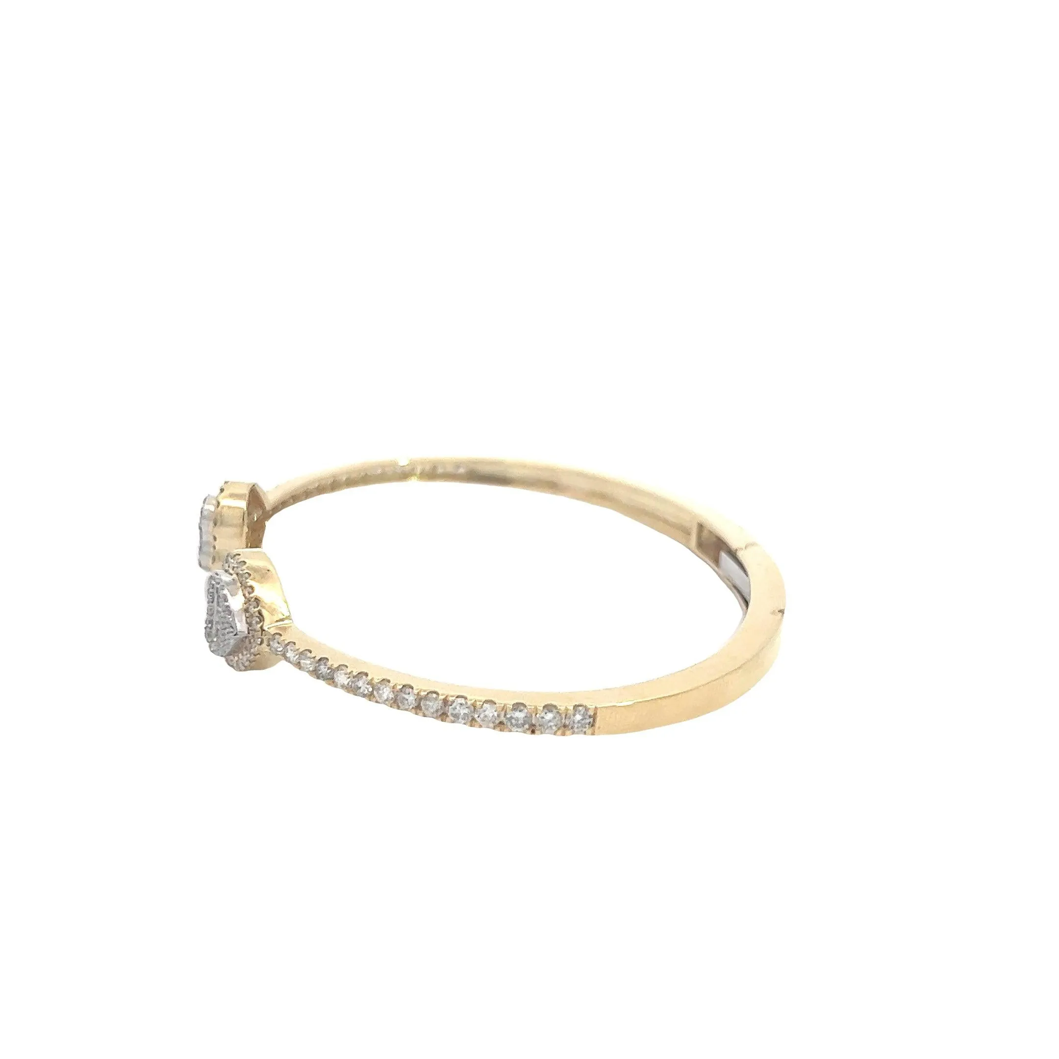 10K GOLD ROUND AND BAGUETTE DIAMOND HEART BANGLE 1.92 CT