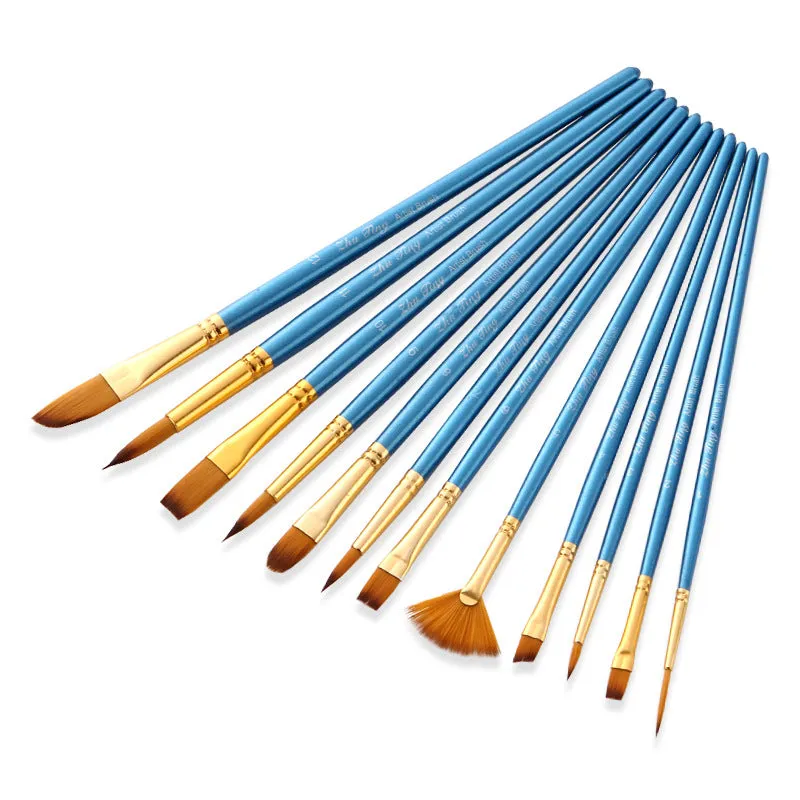 12 Nylon Wool Watercolor Paint Brushes Pen Brush