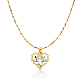 14K Gold Charm Pendant with 0.9mm Wheat Chain Necklace