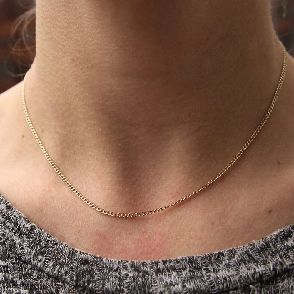 14k Gold Extra Small Curb Chain Necklace