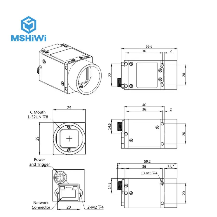 16.0MP GigE industrial camera, 1/2.3" CMOS,   Rolling Shutter, Color