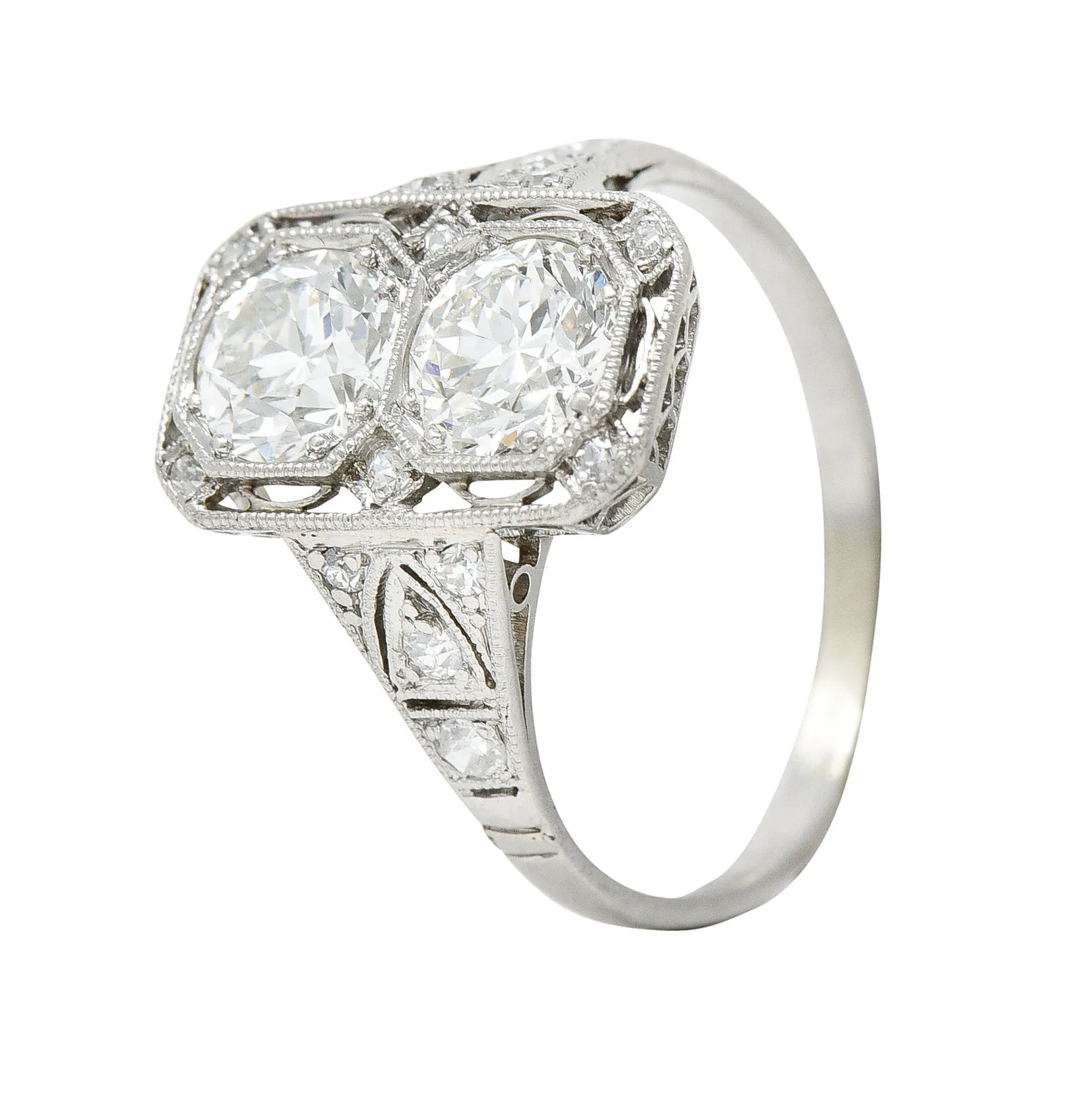 1930's Art Deco 1.25 CTW Diamond Platinum Dinner Ring