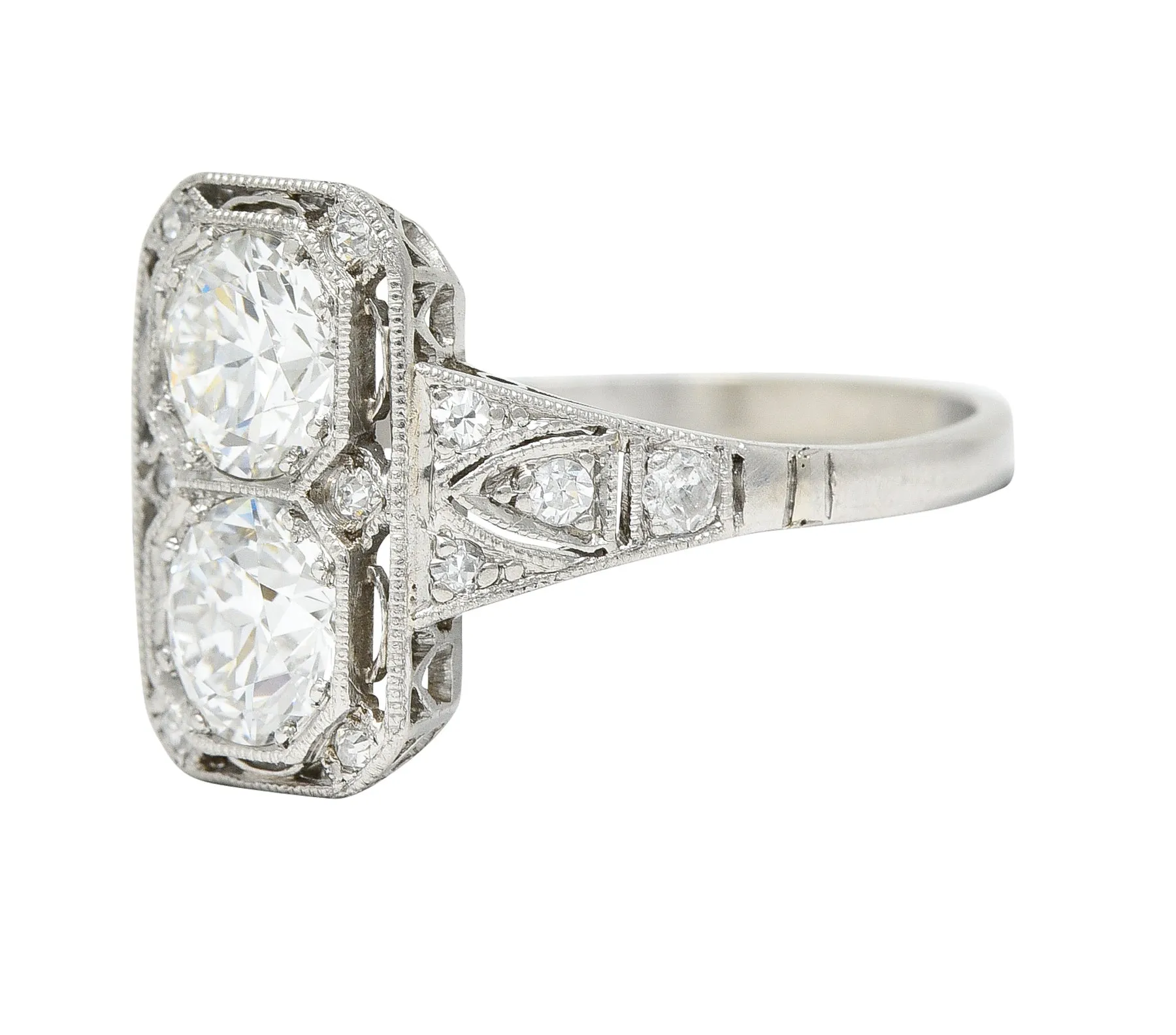 1930's Art Deco 1.25 CTW Diamond Platinum Dinner Ring