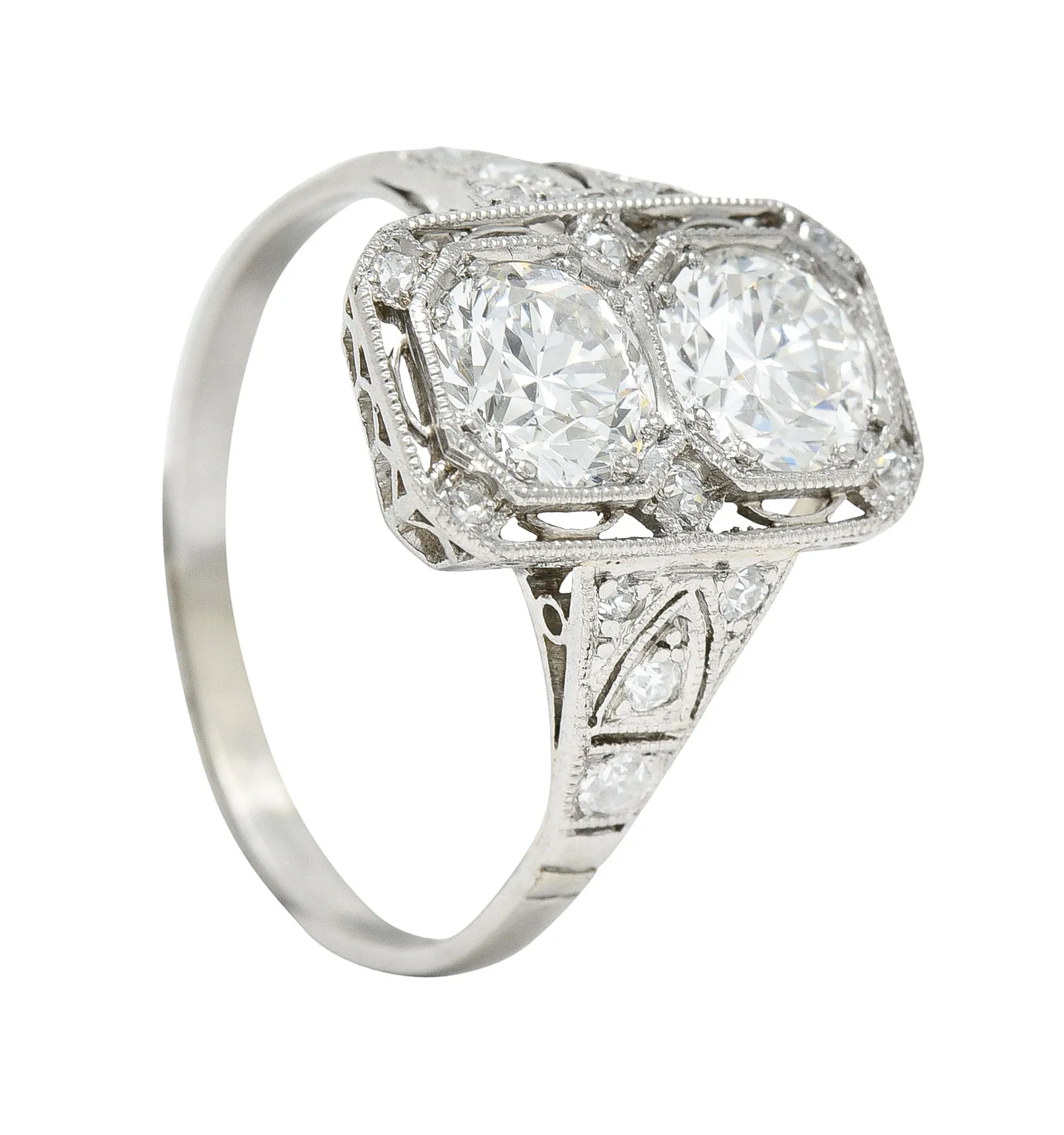 1930's Art Deco 1.25 CTW Diamond Platinum Dinner Ring