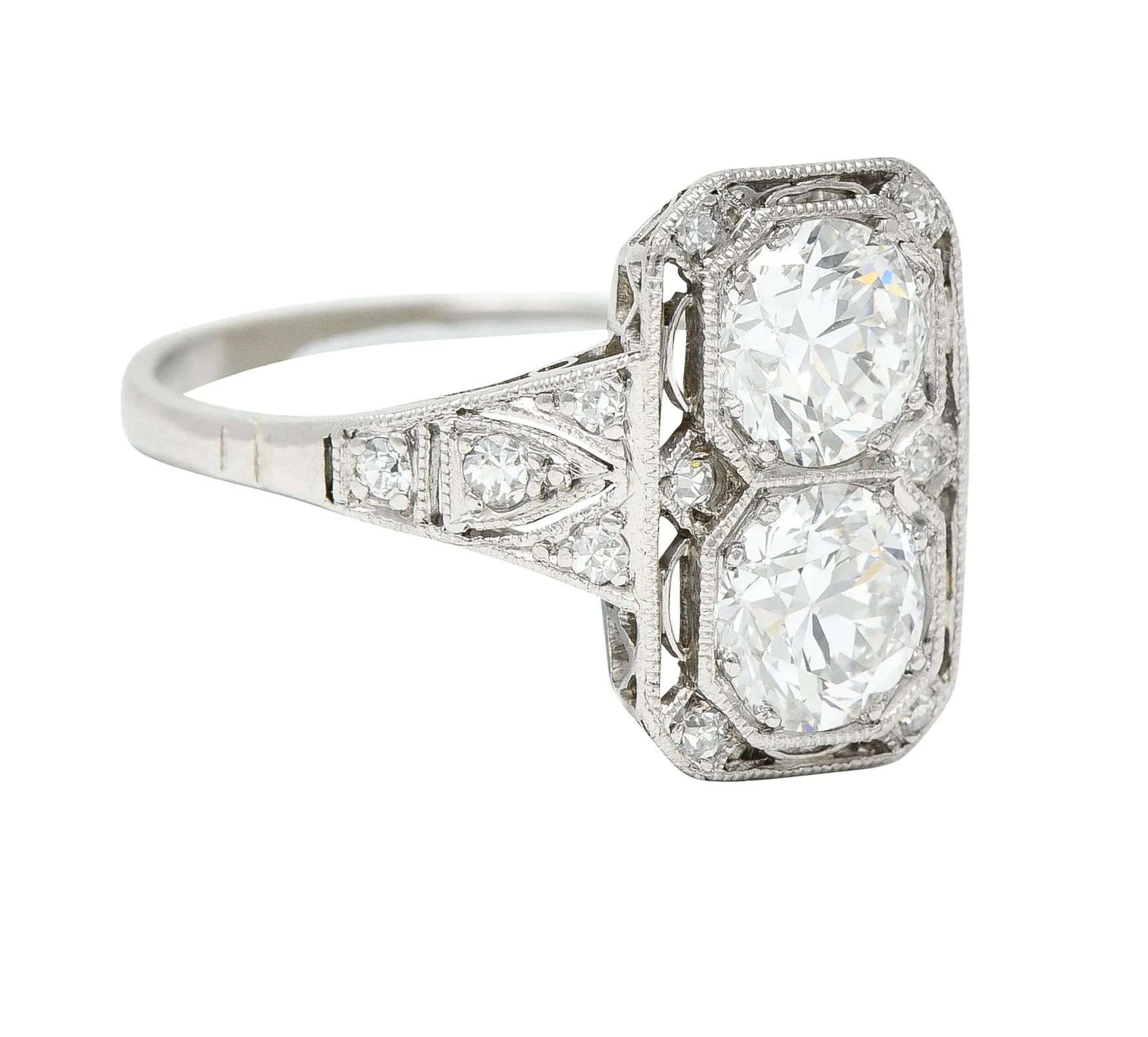 1930's Art Deco 1.25 CTW Diamond Platinum Dinner Ring