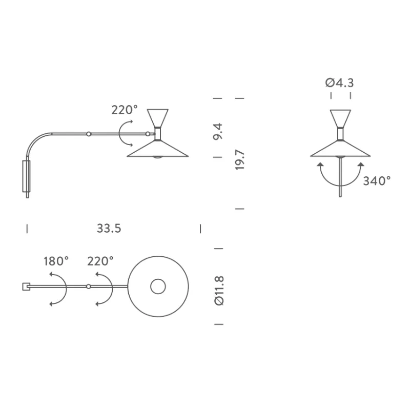 1952 Designed Adjustable Wall Lamp | De Marseille