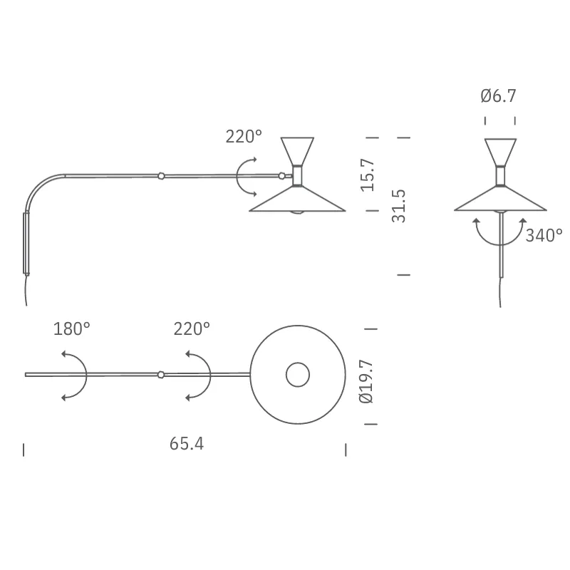 1952 Designed Adjustable Wall Lamp | De Marseille