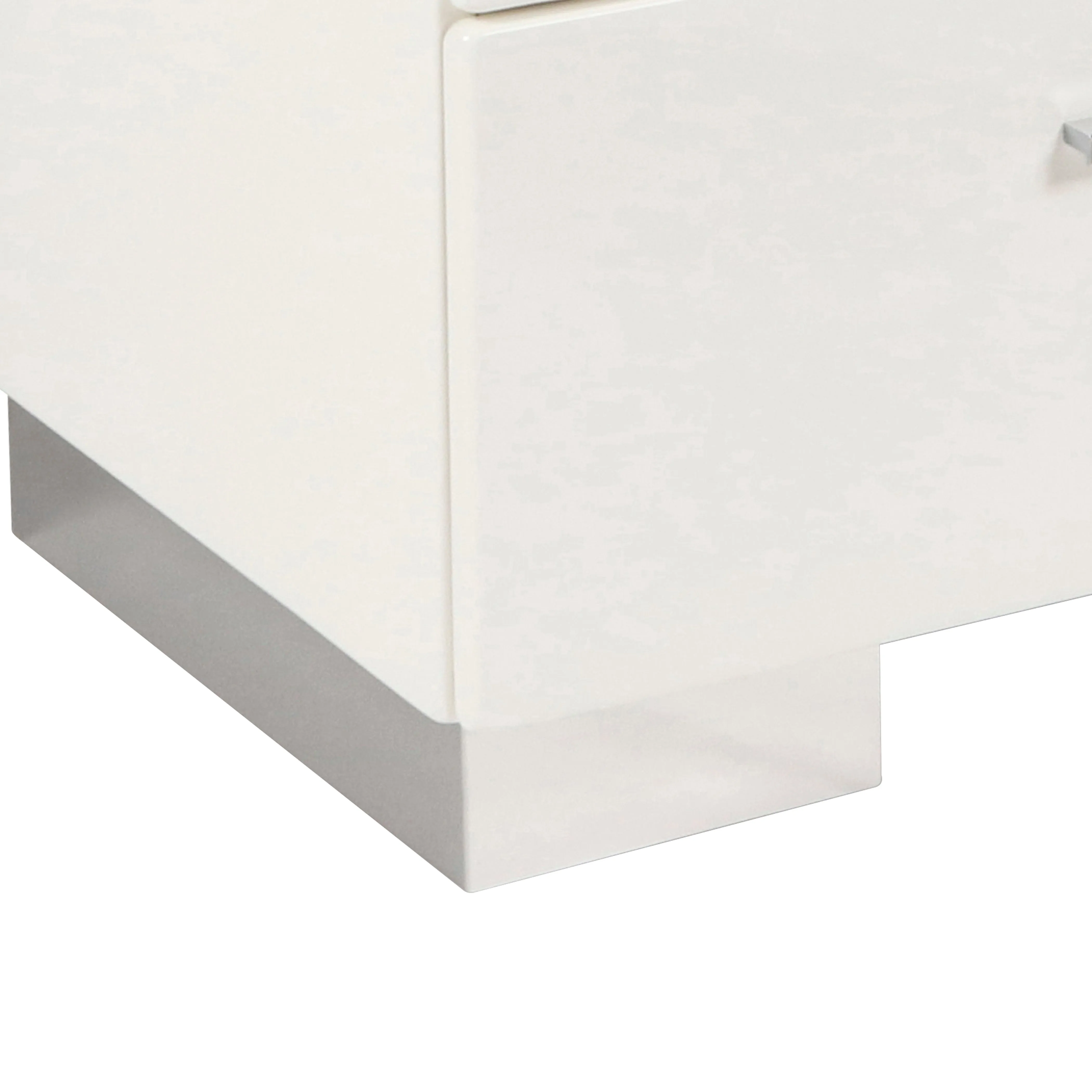 2 Drawer Wooden Nightstand With Metal Base And Bar Handles, White By Benzara