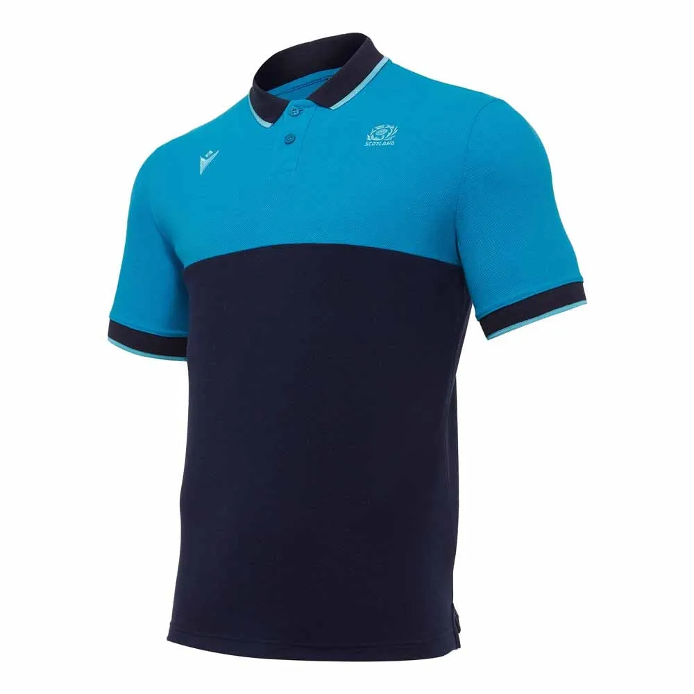 2020-2021 Scotland Leisure Stripe Polycotton Polo Shirt (Teal)