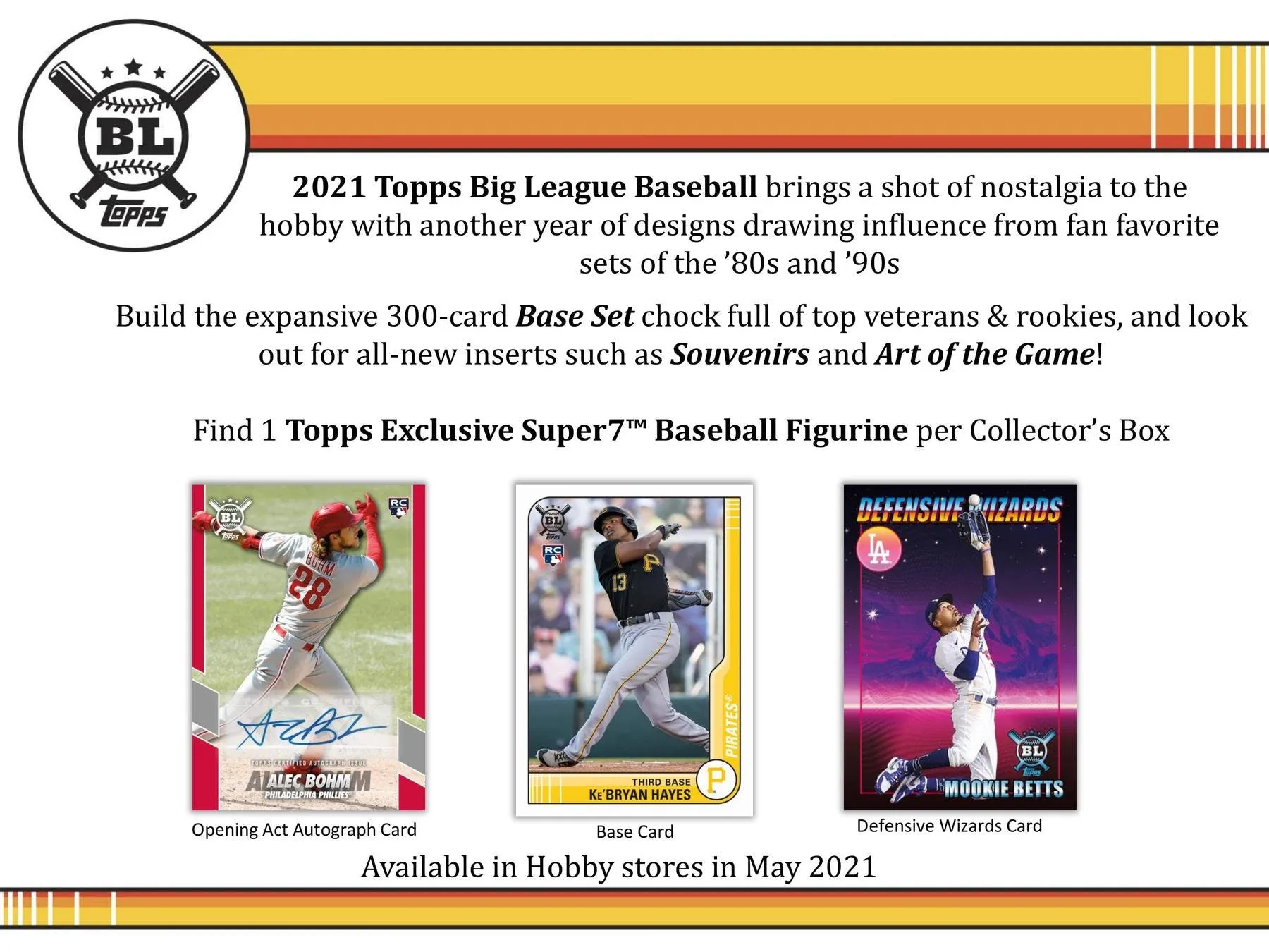 2021 Topps Big League Baseball Hobby Box 18 Packs Per Box, 10 Cards Per Pack