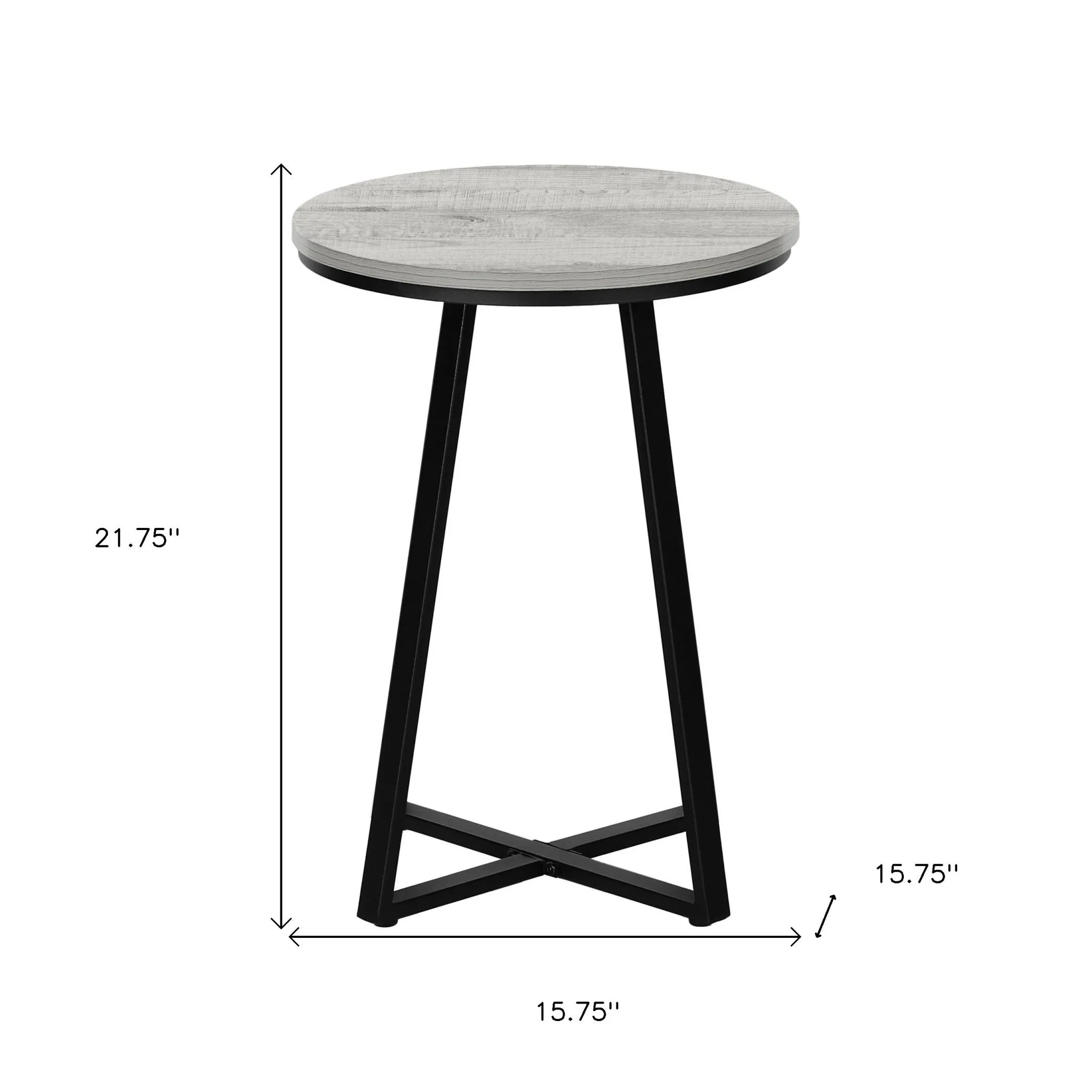 22" Black And Grey Round End Table By Homeroots