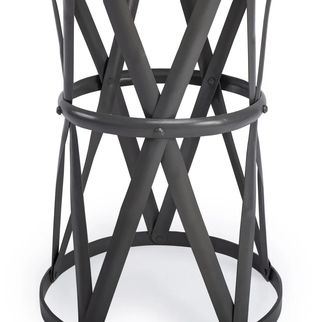 22" Gray Iron Hourglass Base Round Top End Table By Homeroots