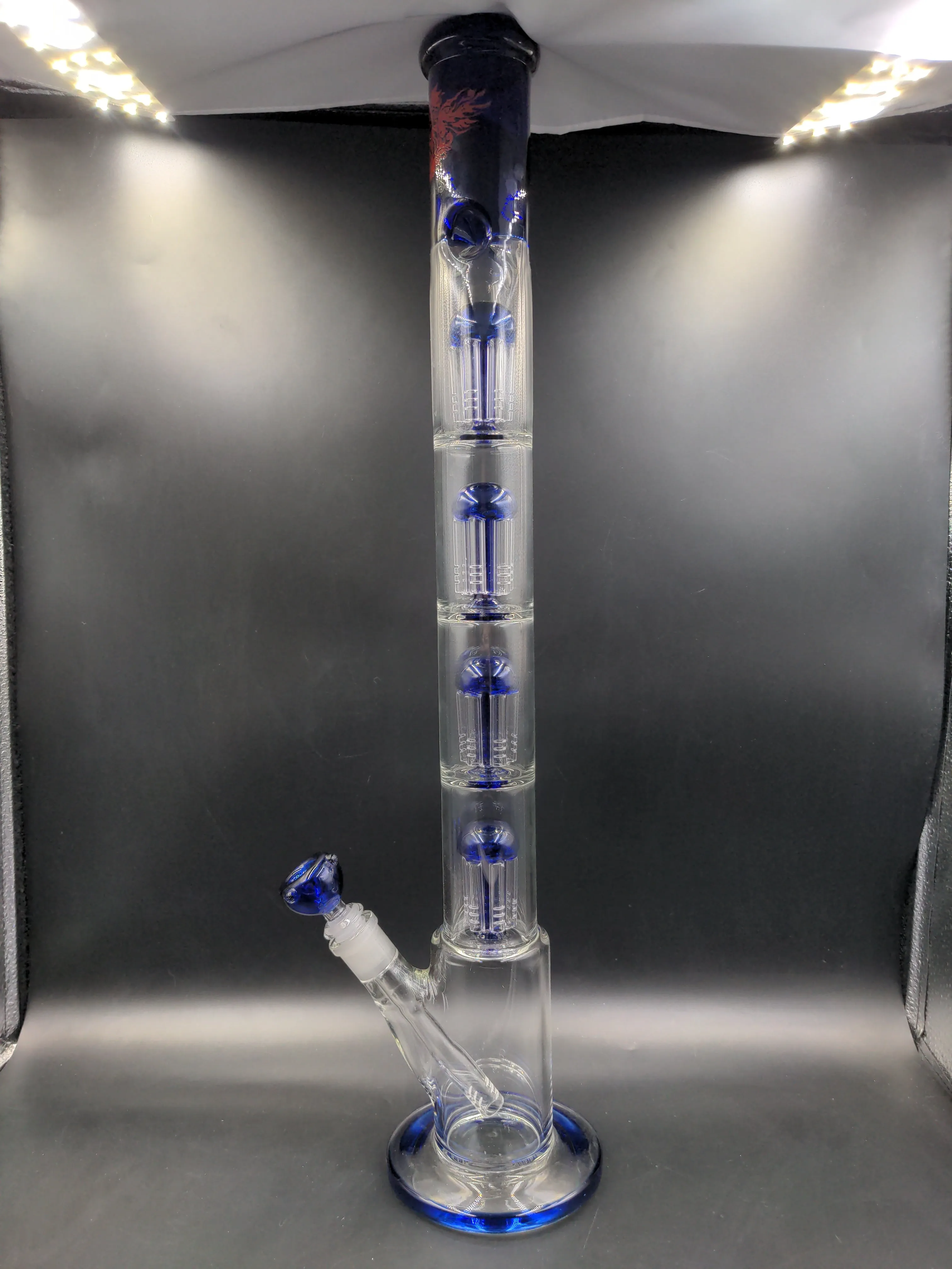 23 MGM Quad Tree Perc Glass Straight Tube