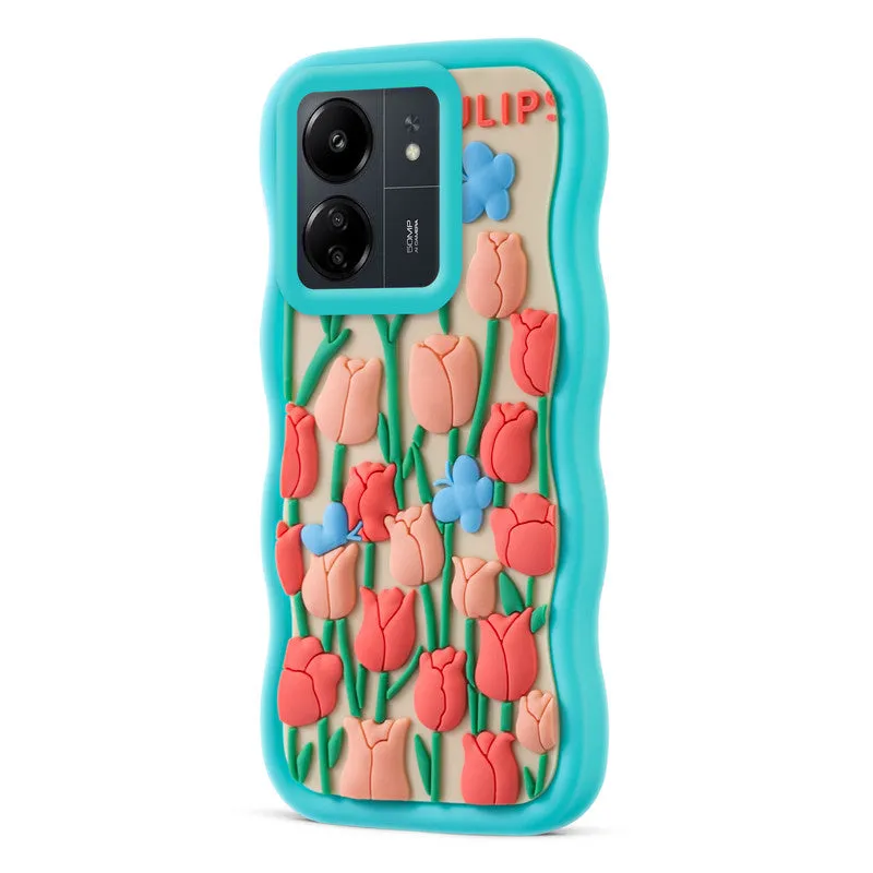 3D Silicone Soft Wave Edges Mobile Back Case For Redmi 13C 4G