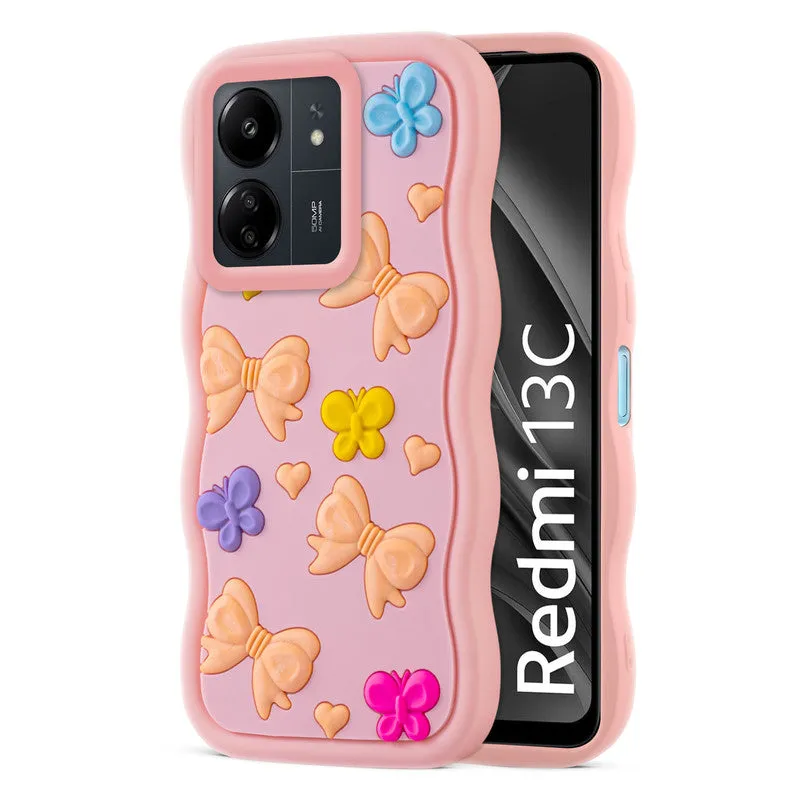 3D Silicone Soft Wave Edges Mobile Back Case For Redmi 13C 4G