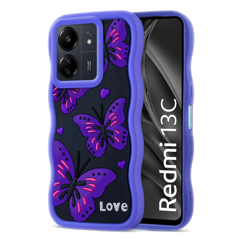 3D Silicone Soft Wave Edges Mobile Back Case For Redmi 13C 4G