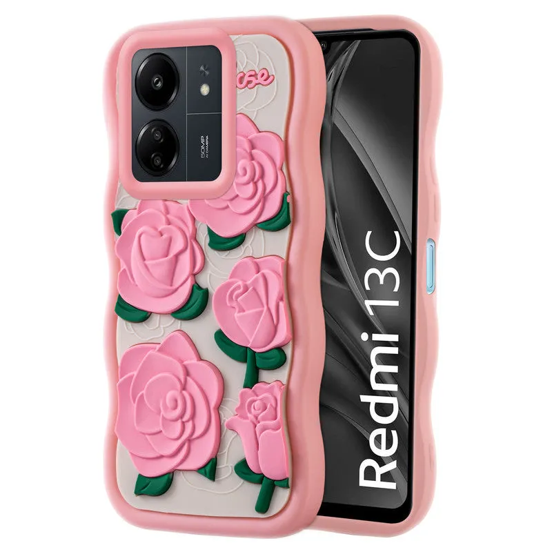 3D Silicone Soft Wave Edges Mobile Back Case For Redmi 13C 4G