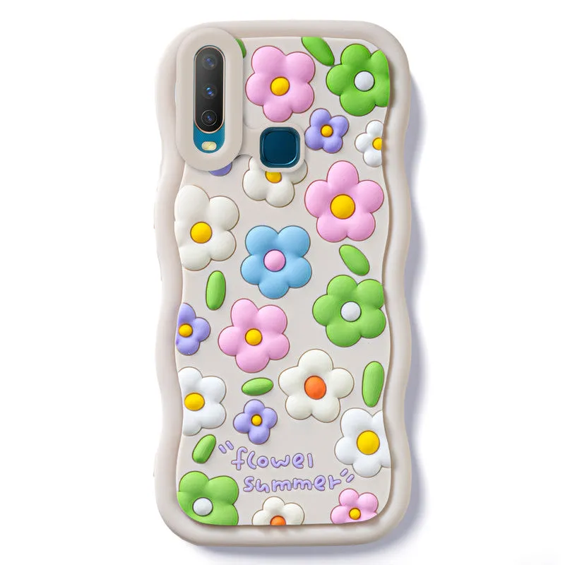 3D Silicone Soft Wave Edges Mobile Back Case For Vivo Y12