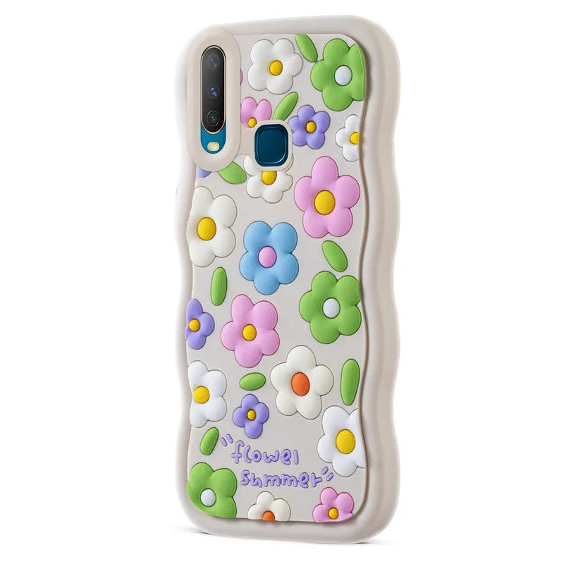 3D Silicone Soft Wave Edges Mobile Back Case For Vivo Y12