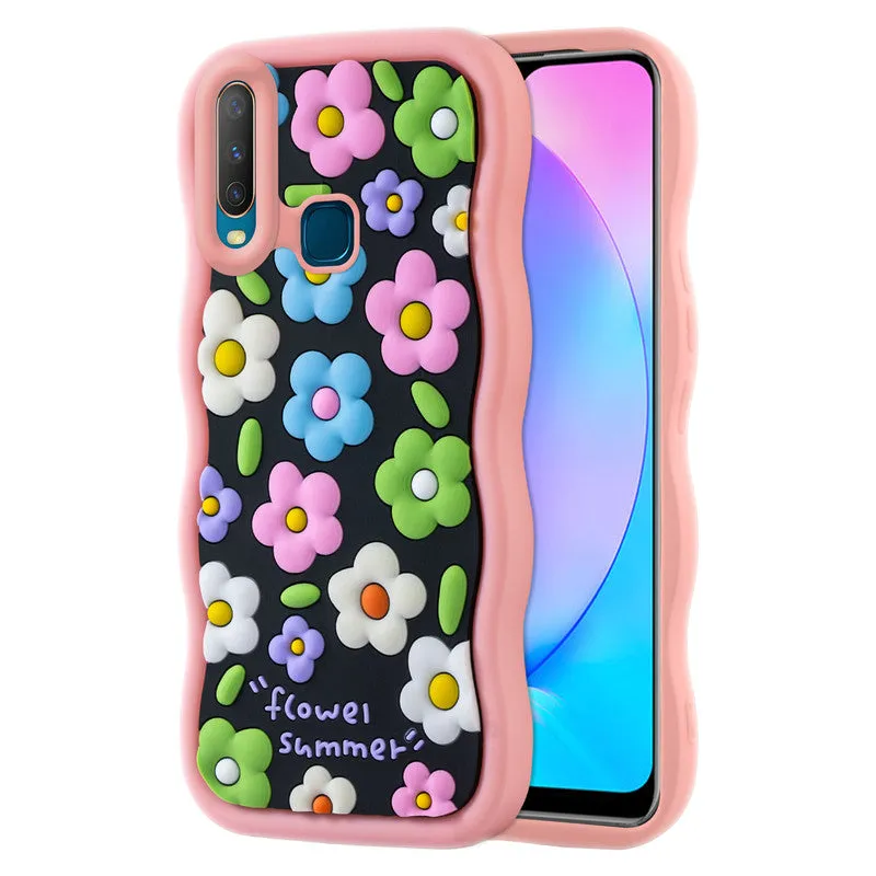 3D Silicone Soft Wave Edges Mobile Back Case For Vivo Y12