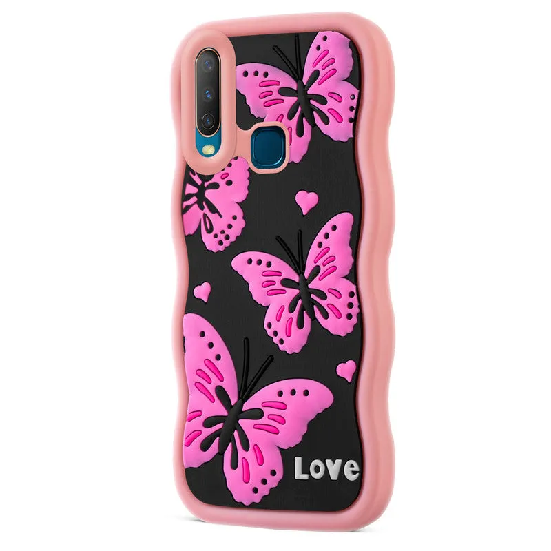 3D Silicone Soft Wave Edges Mobile Back Case For Vivo Y12