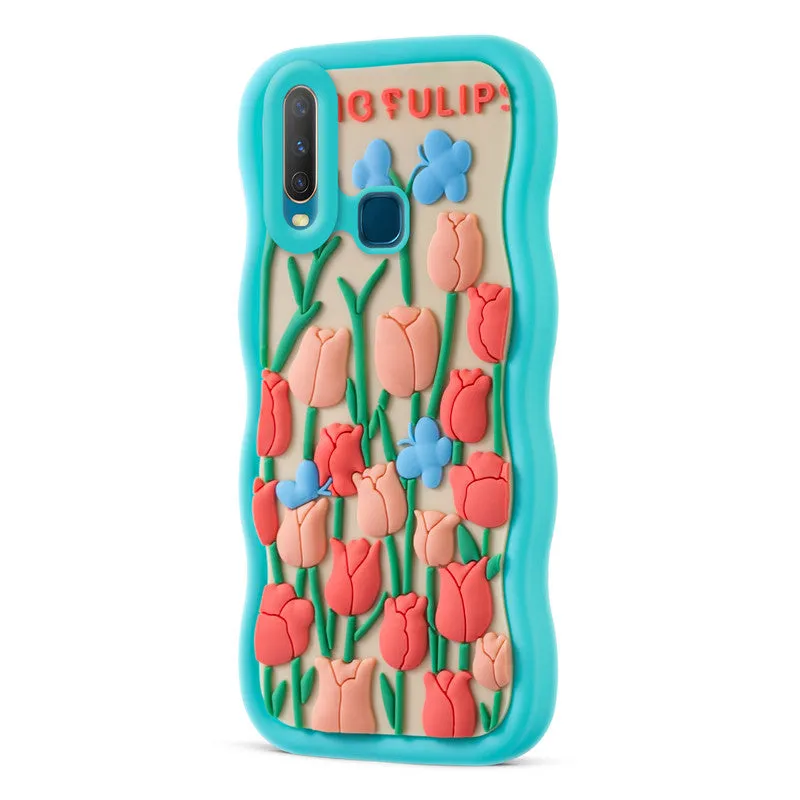 3D Silicone Soft Wave Edges Mobile Back Case For Vivo Y12