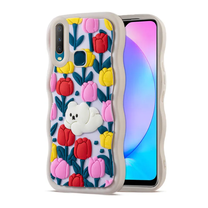 3D Silicone Soft Wave Edges Mobile Back Case For Vivo Y12