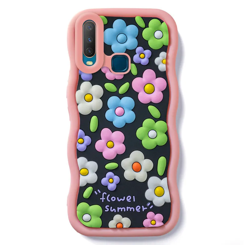 3D Silicone Soft Wave Edges Mobile Back Case For Vivo Y12