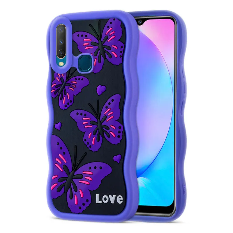 3D Silicone Soft Wave Edges Mobile Back Case For Vivo Y12