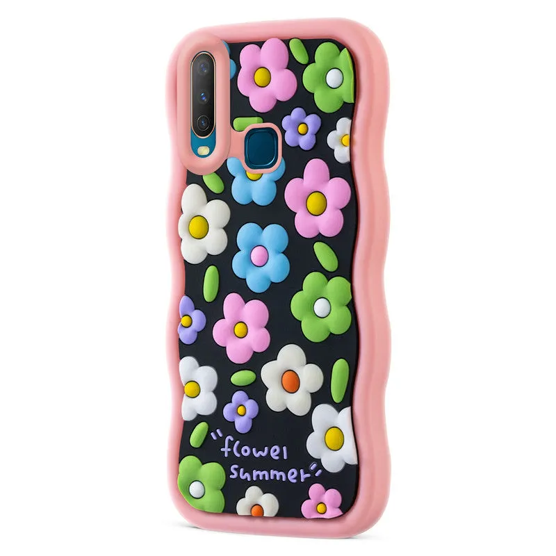 3D Silicone Soft Wave Edges Mobile Back Case For Vivo Y12