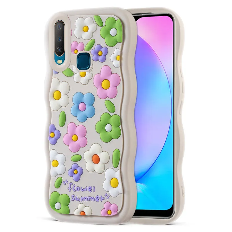 3D Silicone Soft Wave Edges Mobile Back Case For Vivo Y12