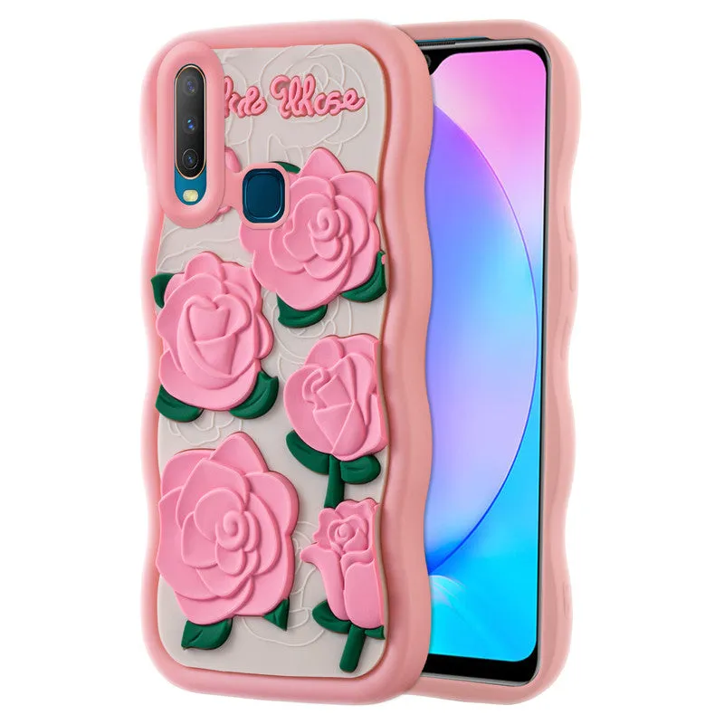 3D Silicone Soft Wave Edges Mobile Back Case For Vivo Y12