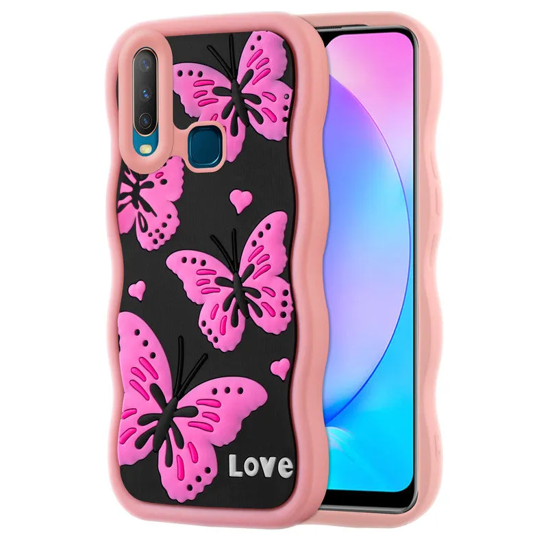 3D Silicone Soft Wave Edges Mobile Back Case For Vivo Y12