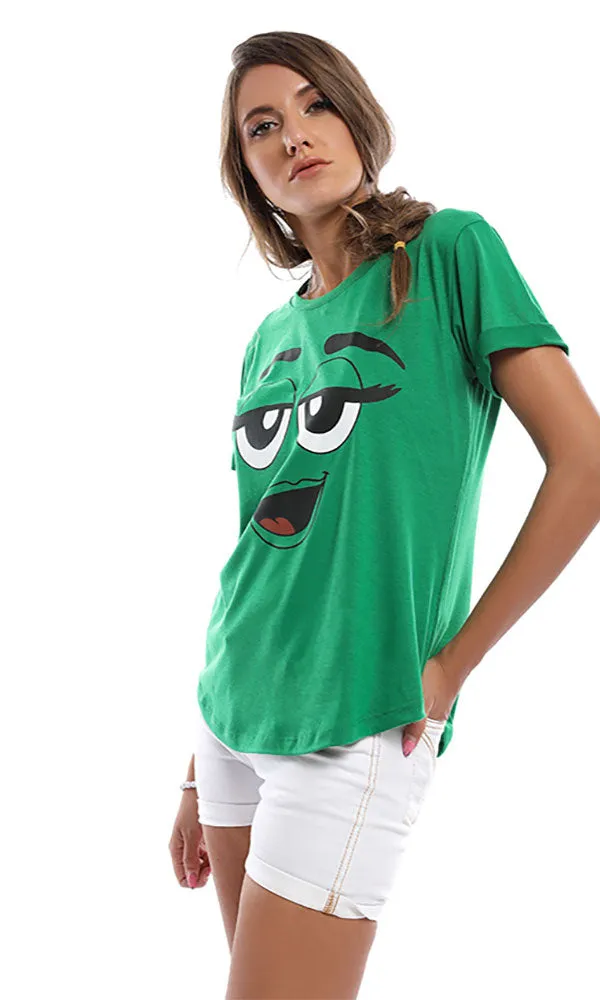 47859 M&M's Candy Character Face Green T-Shirt