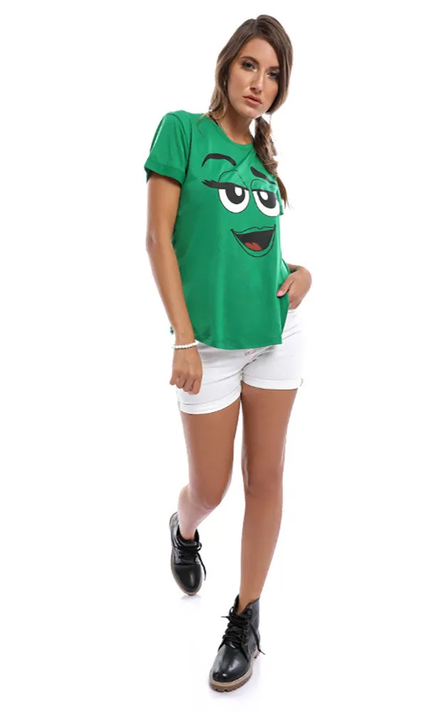 47859 M&M's Candy Character Face Green T-Shirt