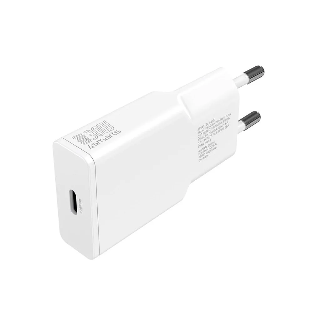 4Smarts PD Slim 30W Vægoplader GaN m. USB-C - Hvid