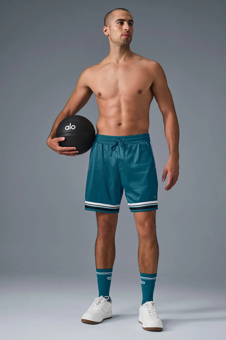 7" Key Mesh Basketball Short - Oceanic Teal