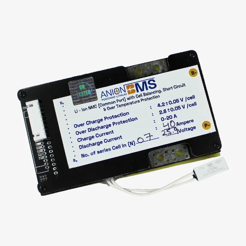 7S 24V 40A BMS for Lithium Ion NMC Battery With Cell Balancing (Common Port)