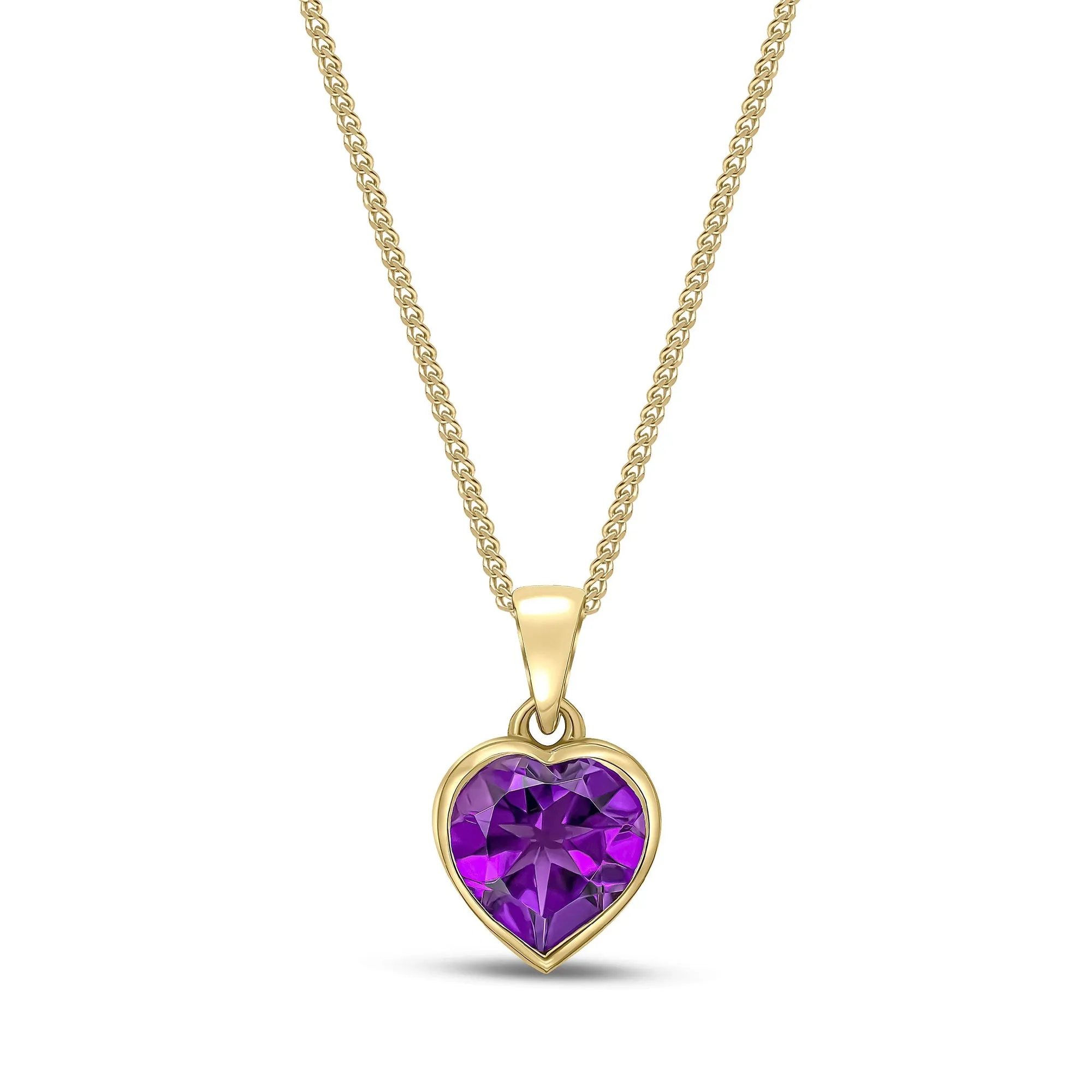 9ct Yellow Gold Amethyst Heart Pendant