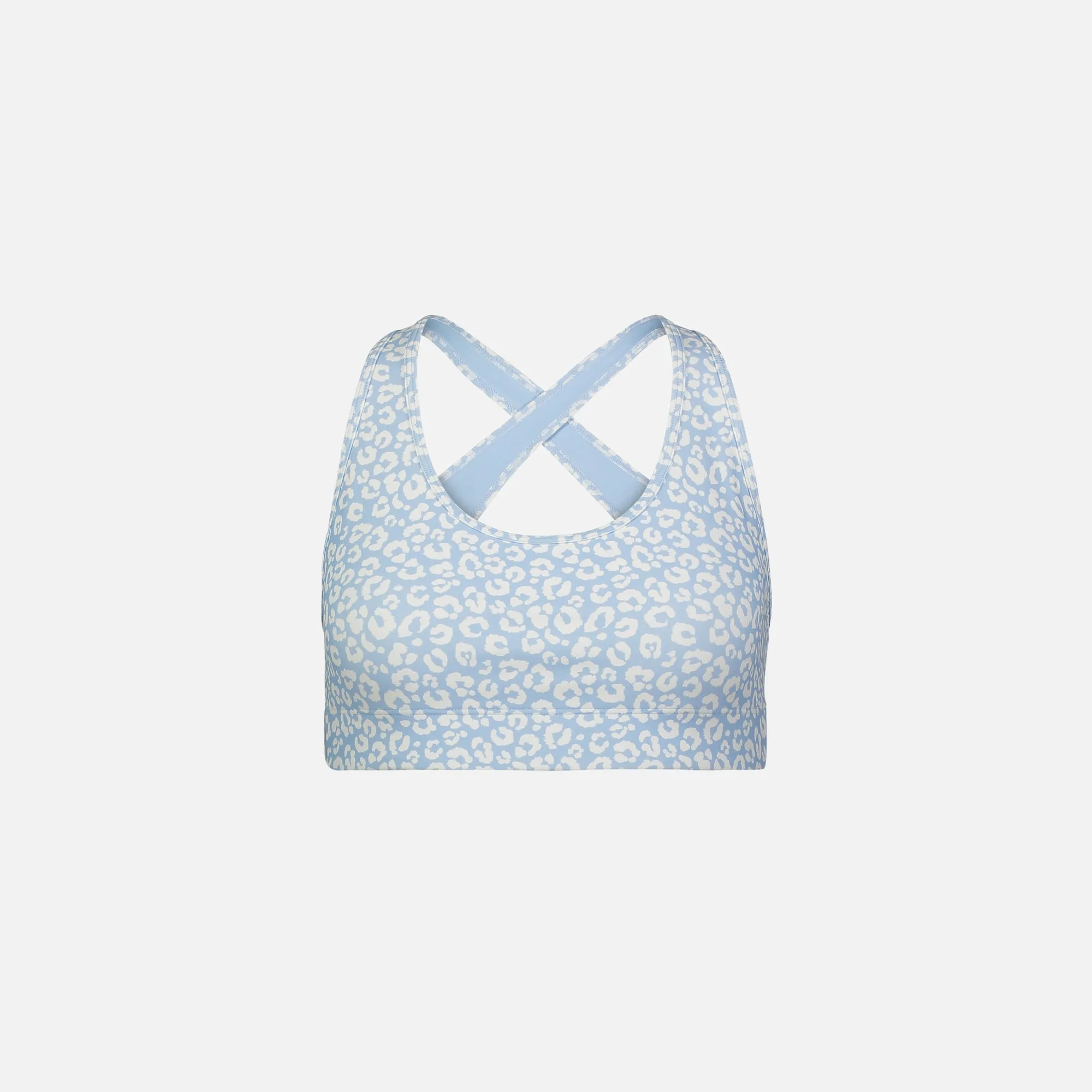 Adam Selman Cross Back Bra - Powder Blue / Mini Leopard