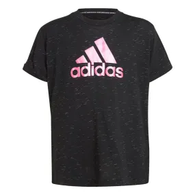 adidas BOS Tee - Girls - Black Melange/Real Magenta