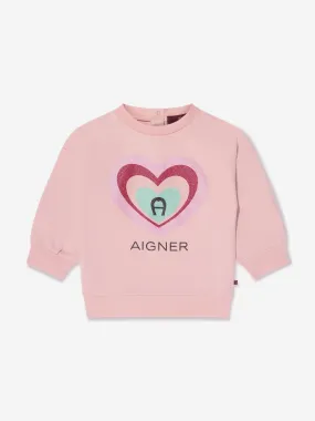 Aigner Baby Girls Logo Sweatshirt in Pink