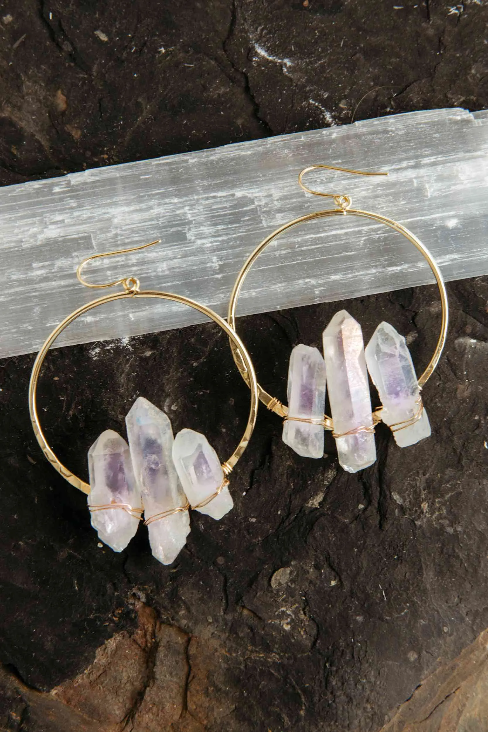 Align With Your Heart Aura Quartz Hoop Earrings