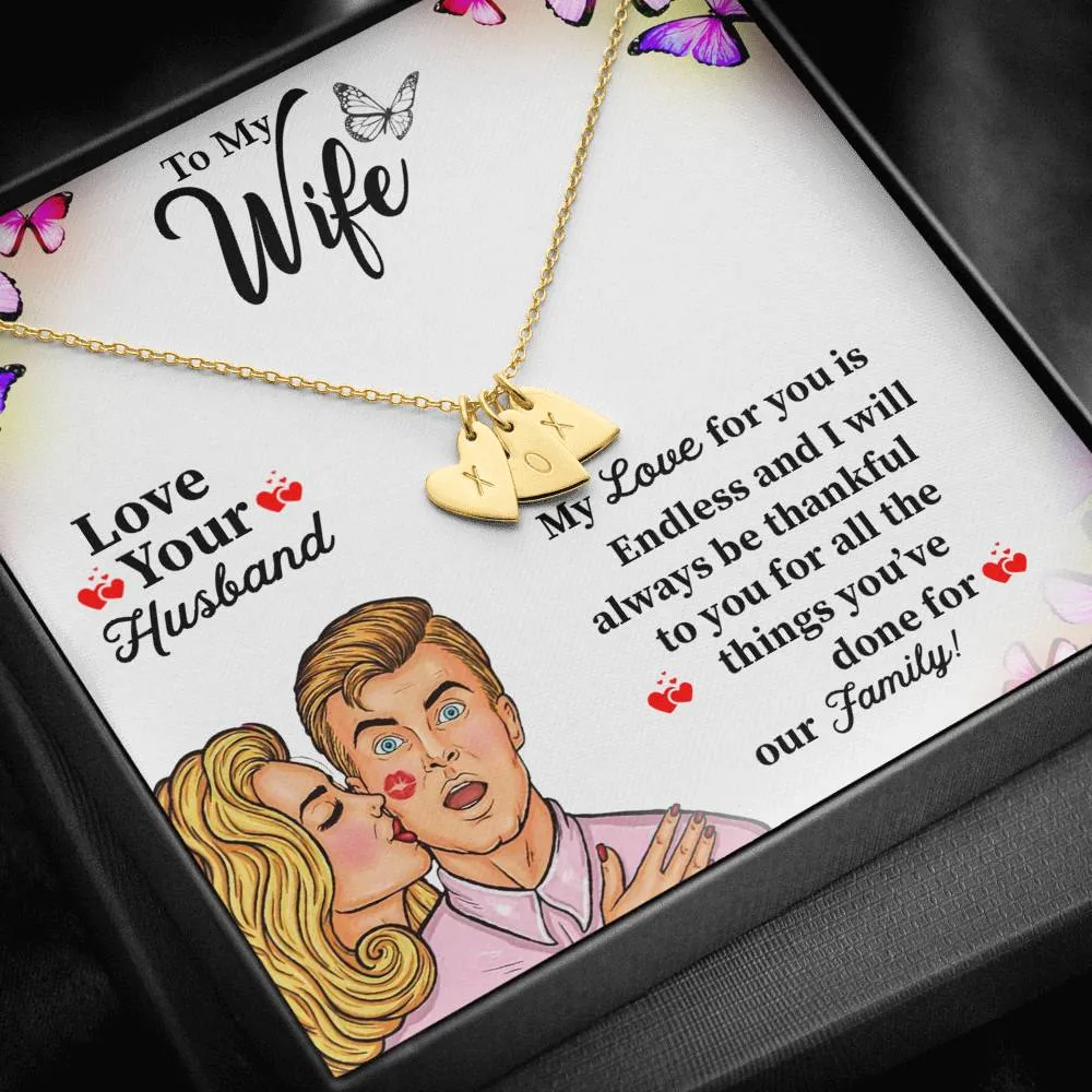 Anniversary Gifts For Wife Custom Initials Heart Necklace For Wife