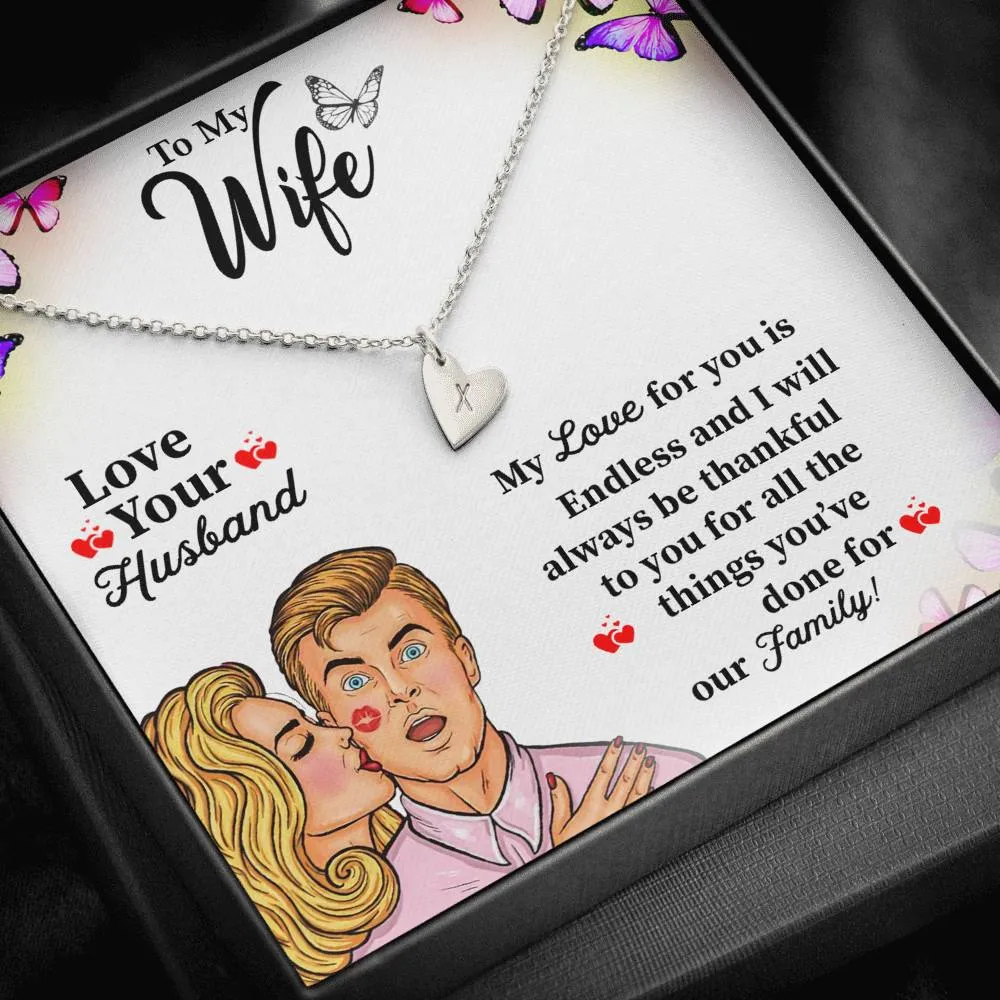 Anniversary Gifts For Wife Custom Initials Heart Necklace For Wife