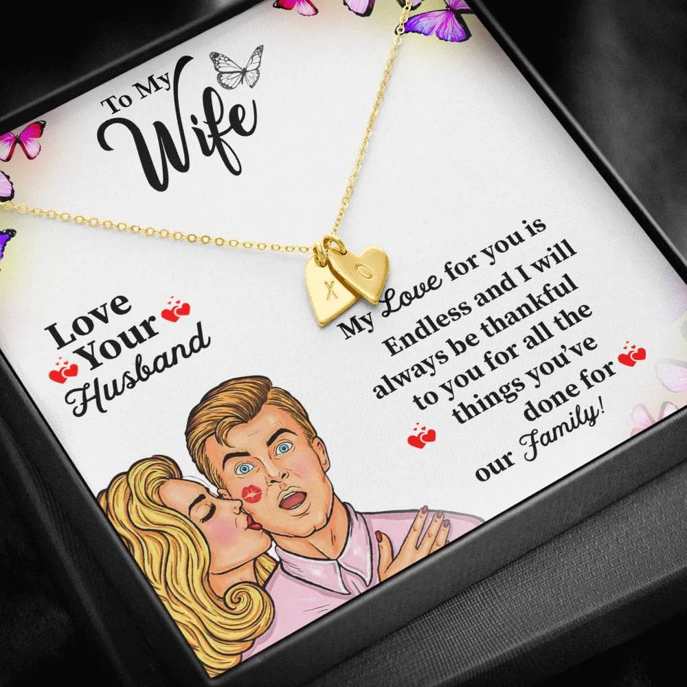 Anniversary Gifts For Wife Custom Initials Heart Necklace For Wife