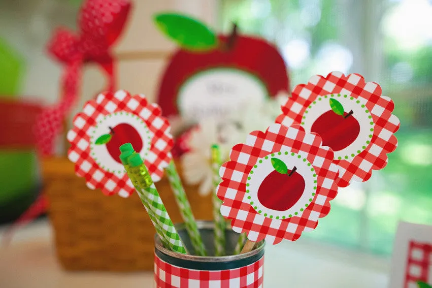 Apple Gingham 3 inch Tag | Teacher's Pet | UPRINT | Schoolgirl Style