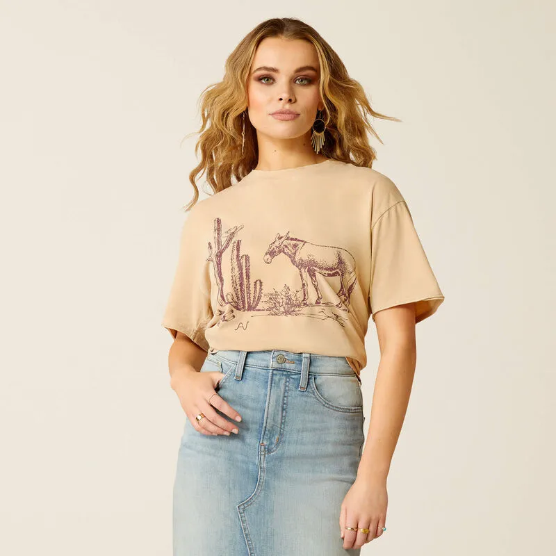 Ariat Women's Irish Cream Mineral Wash Burro Tee 10052610